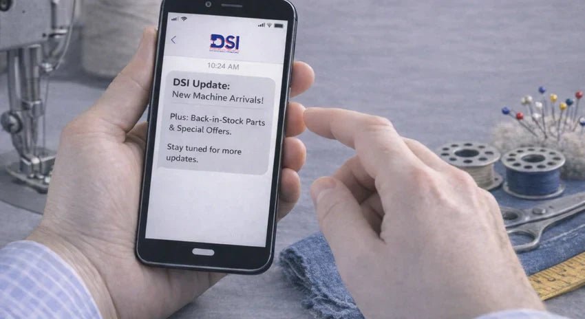 Cell phone screen showing an SMS message showing DSI Updates