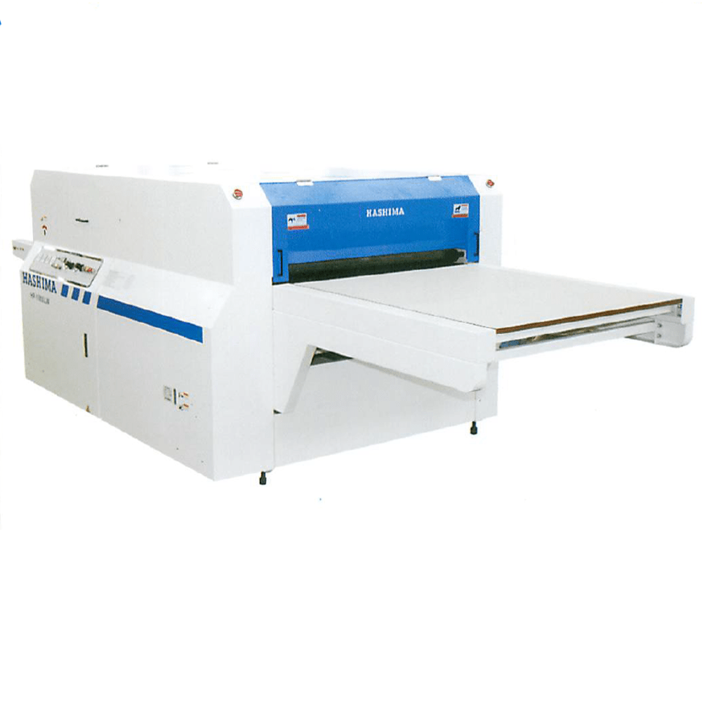 Large industrial HP-1000LW fusing press machine with 'HASHIMA' branding on a white background