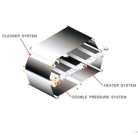 Diagram of a internal component of a Hashima HP-1000LW fusing press with labeled parts on a white background
