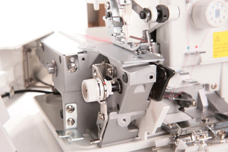 Close up of the internal parts of a Juki Mo-654DE