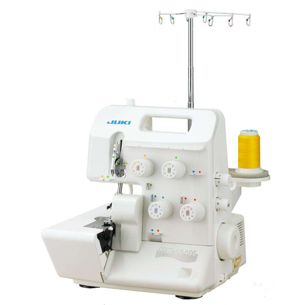White Juki MO-645DE sewing machine on a white background