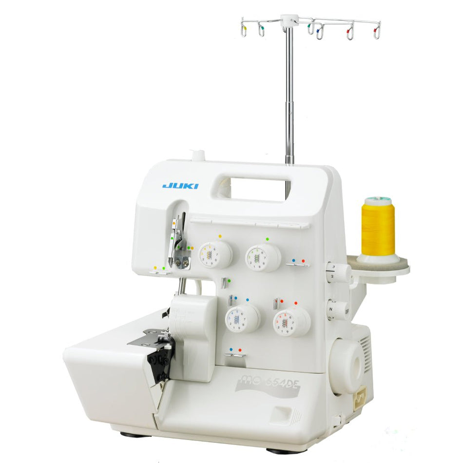 White Juki MO-645DE sewing machine on a white background