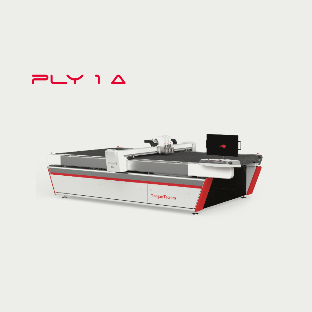 PLY1 cutting machine with 'PLY 1' branding on a white background