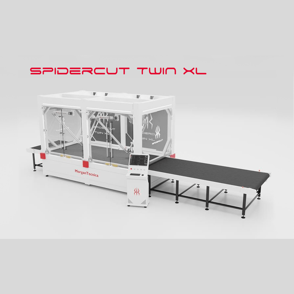 Spidercut Twin XL machine on a white background with 'Morgan Tecnic' branding.