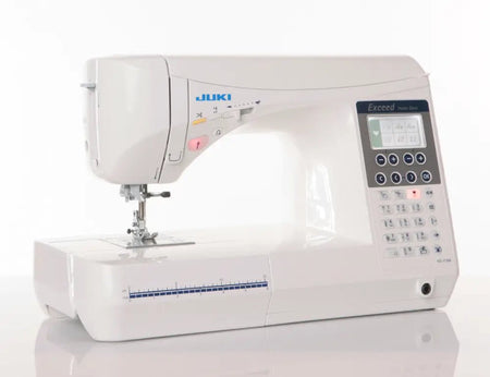 Juki Exceed Home Deco HZL-F300 Sewing Machine with digital display on a white background