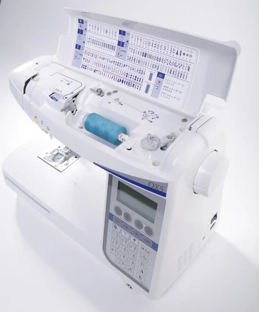 Open top panel and display panel of a Juki HZL-DX5 