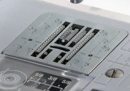 close-up of a Juki HZL-LB5100 7 point feed dog