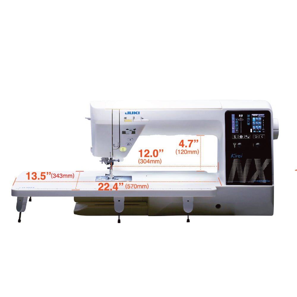 front view of Juki HZL-NX7 Kirei dimensions