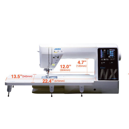 front view of Juki HZL-NX7 Kirei dimensions