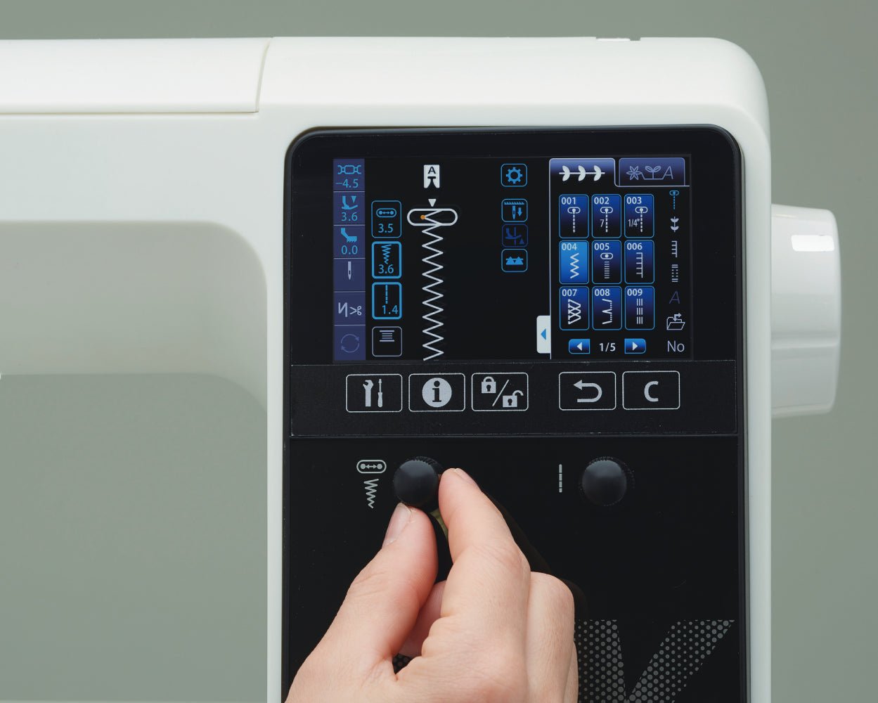 display panel on a Juki HZL-NX7 Kirei