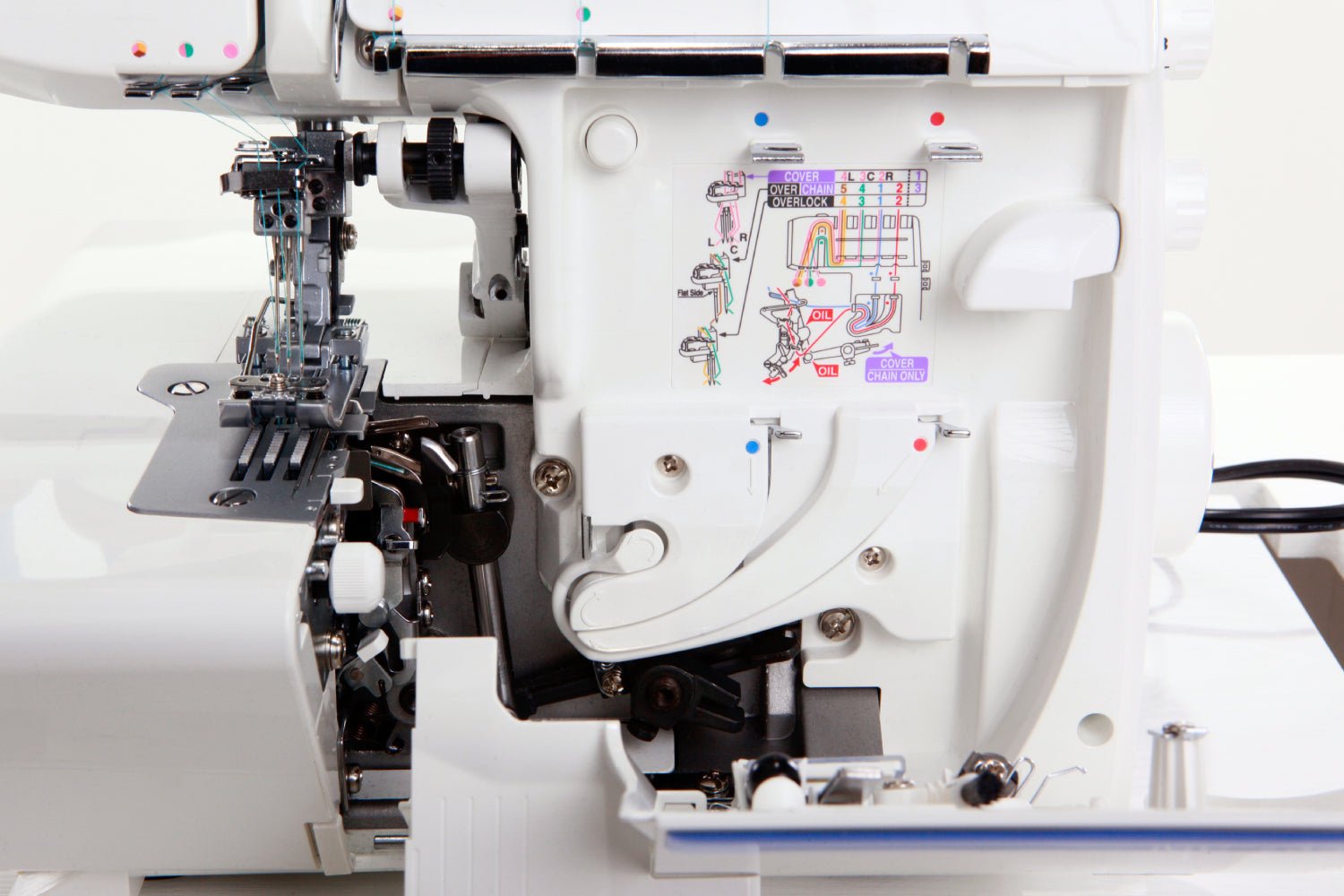 Close-up of a Juki MO-735 internal components