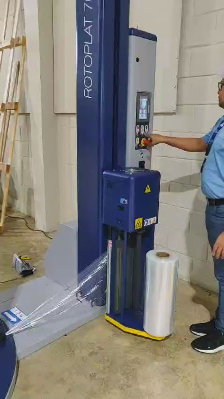 video of a ROBOPAC pallet wrapper machine in use